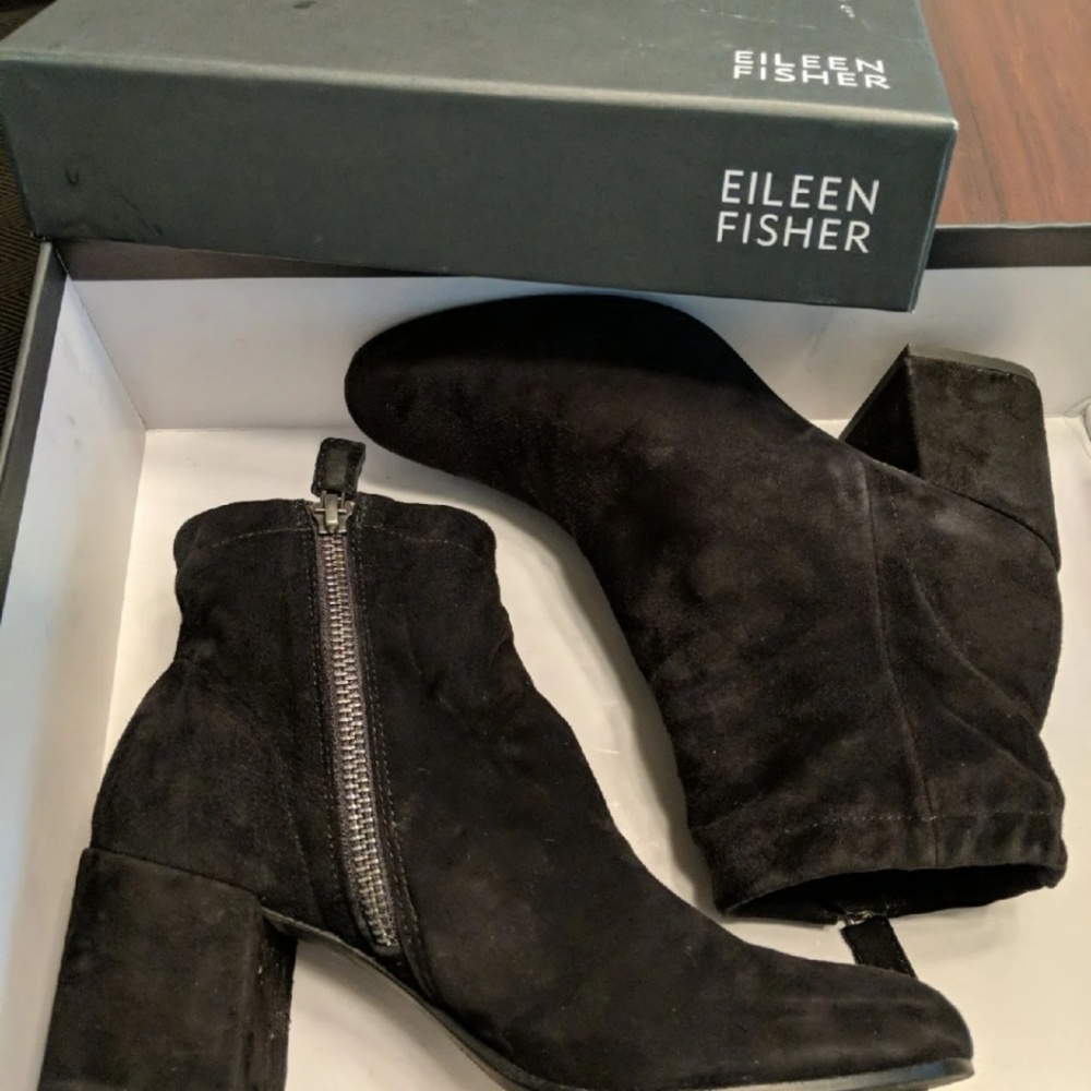 Eileen Fisher Hollis Black Suede Booties